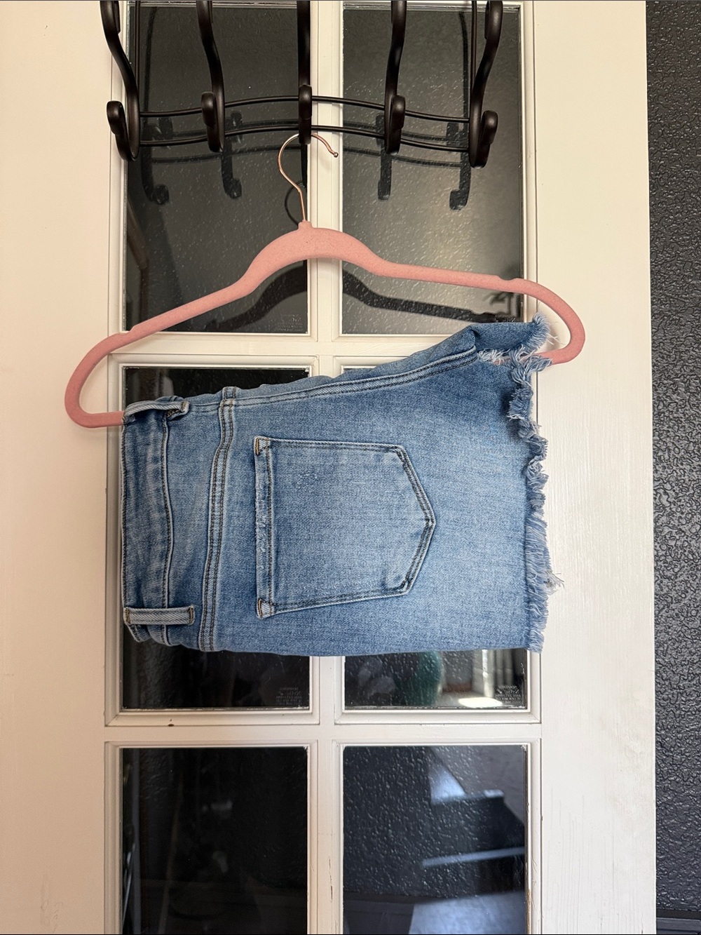 Light Blue Denim Frayed Hem Women's Shorts
